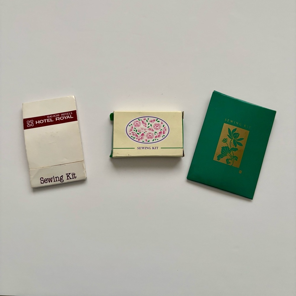3/$25 Vintage Hotel Travel Sewing Kit Lot